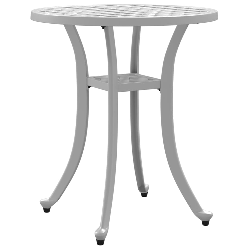 vidaXL Mesa de jardín aluminio fundido blanco Ø48x53 cm