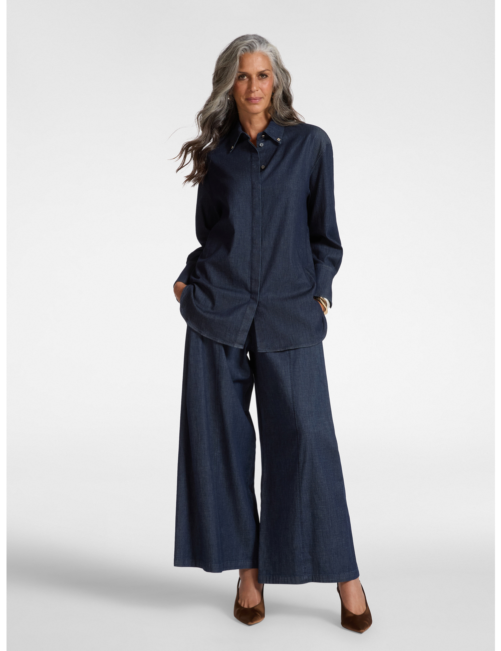 Elena Mirò - Jeans wide leg en Chambray