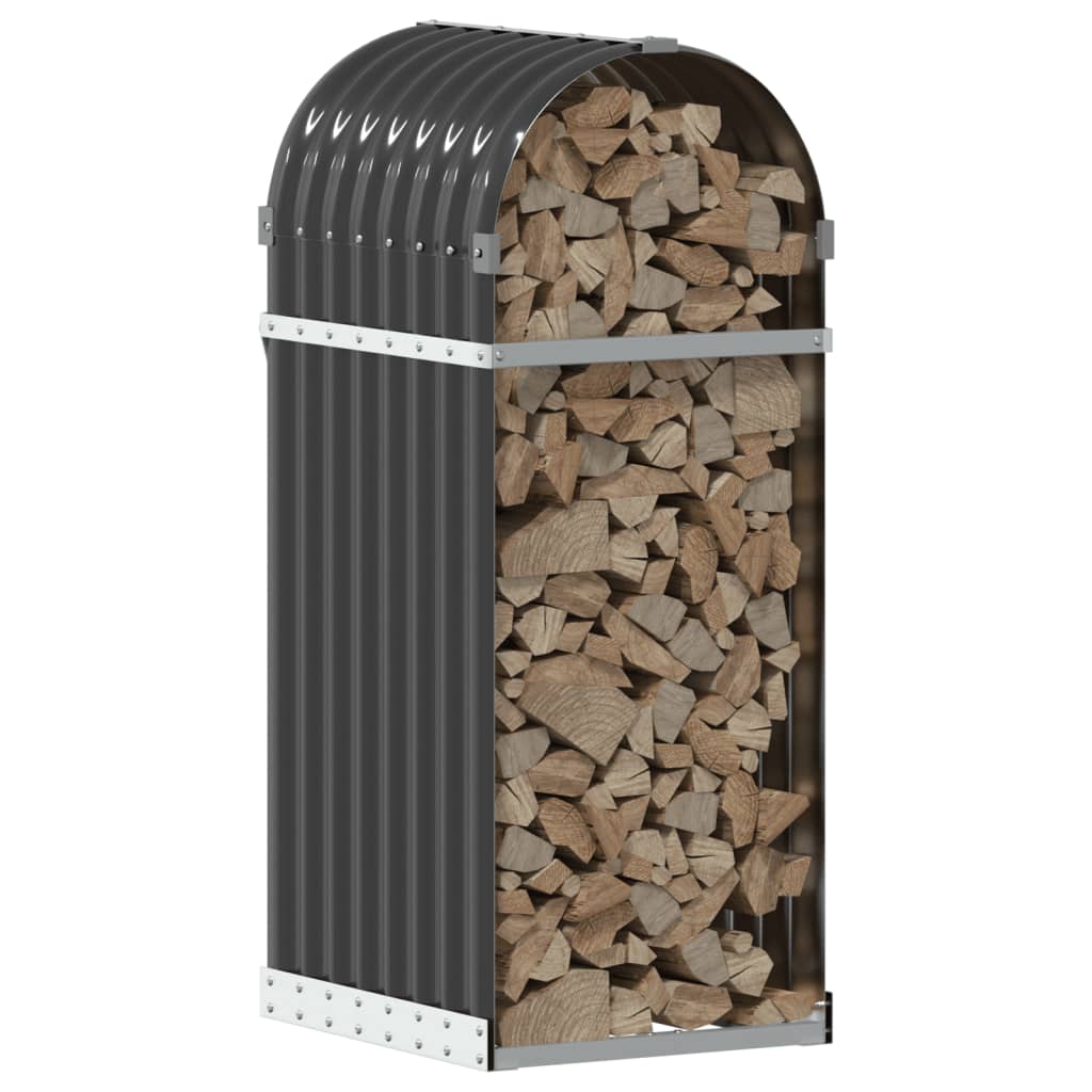 vidaXL Leñero Estante Almacenaje Leñas Chimenea Acero Galvanizado Color Antracita,  Gris claro,  Marrón y mas