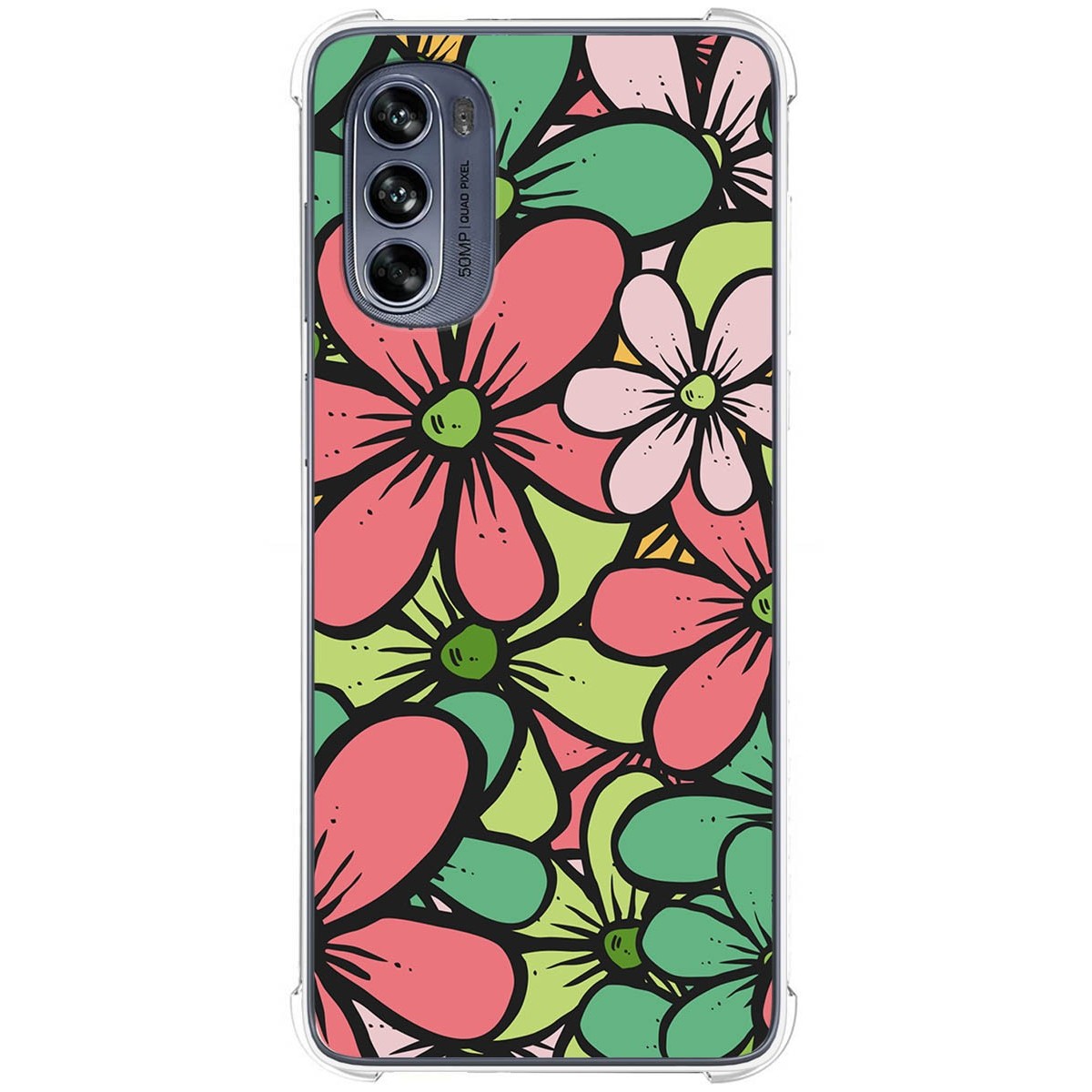 Funda Silicona Antigolpes para Motorola Moto G62 5G diseño Flores 02 Dibujos
