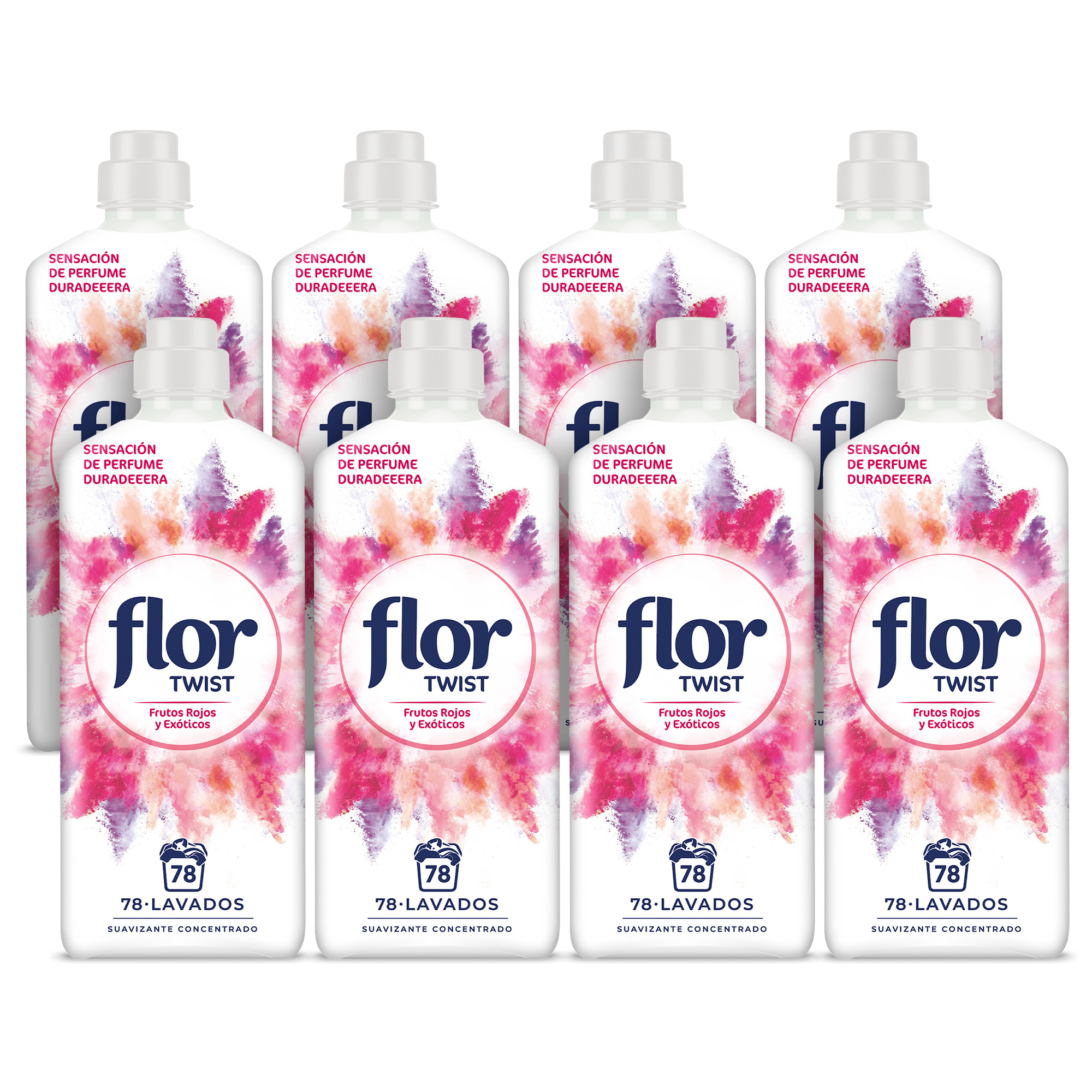 Flor - Flor Twist Frutos Rojos Suavizante Concentrado para la ropa 624 lavados  (8 botellas de 78 lavados)
