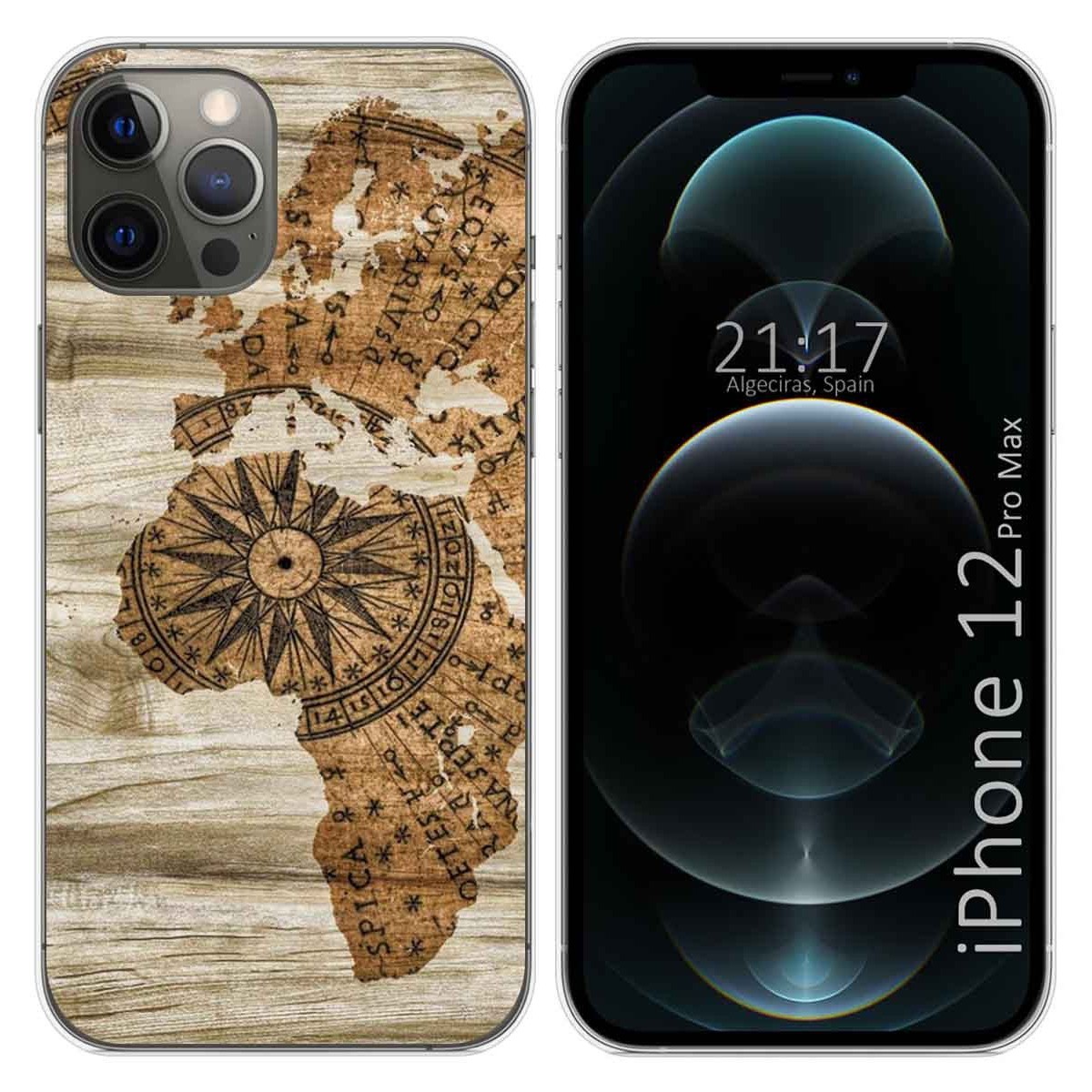 Tumundosmartphone Funda Gel Tpu para Iphone 12 Pro Max (6.7) diseño Madera 07 Dibujos