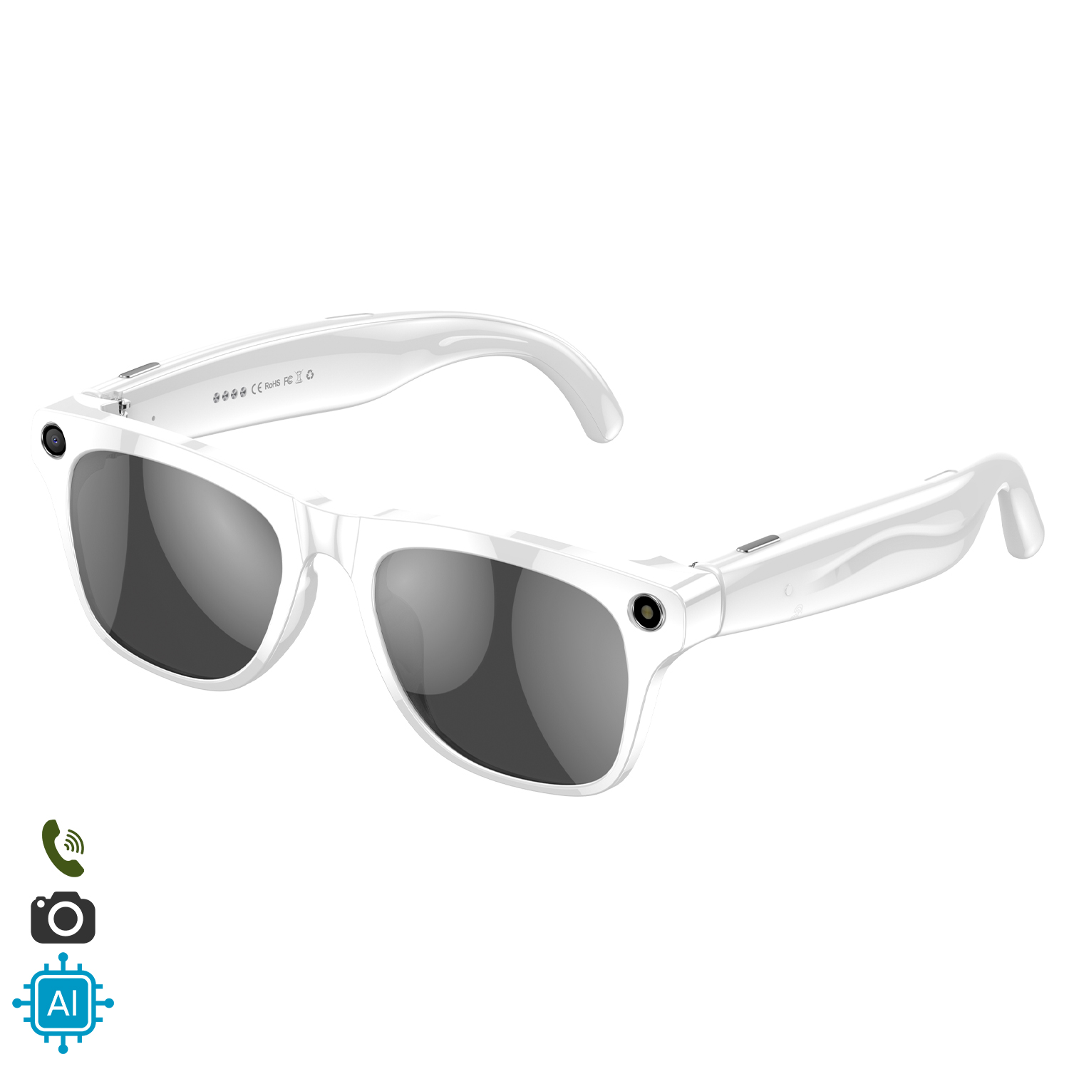 DAM Gafas inteligentes XK OEN, cámara integrada, control de música, inteligencia artificial, traducción de idiomas en tiempo real. 15x15x5 Cm. Color: Blanco