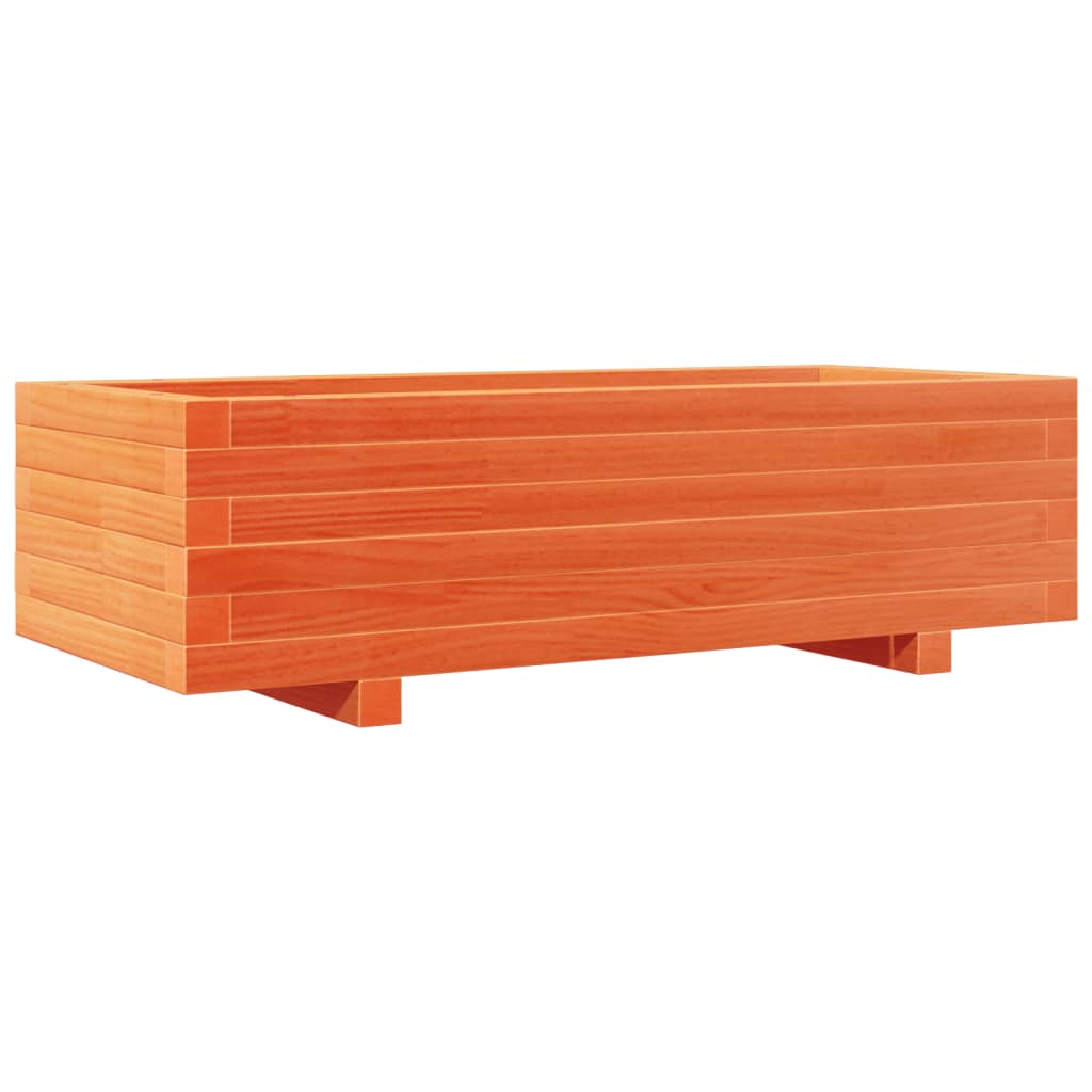 vidaXL Jardinera de madera maciza de pino 90x40x26,5 cm Color Pino natural,  Blanco,  Marrón cera y mas