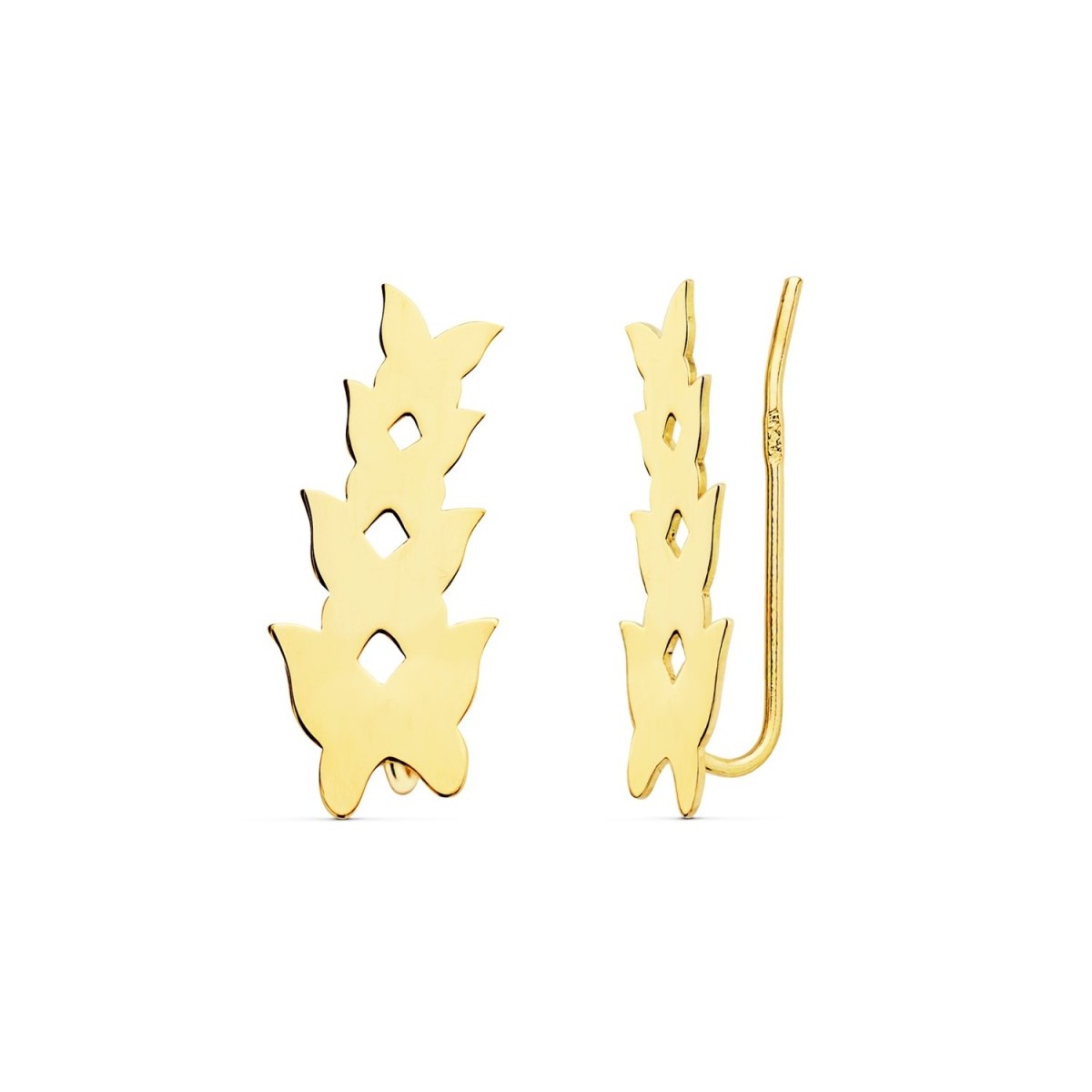 Pendientes oro 18k mujer 20 mm. trepadores mariposas varios tamaños lisas