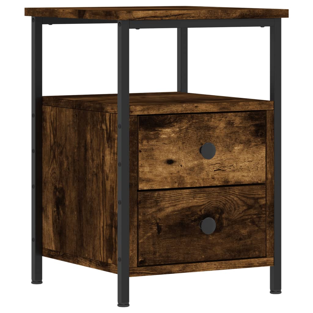 Mesita de Noche Vidaxl de Madera de Ingeniería 34x35,5x50 Cm - Negro y Roble Sonoma