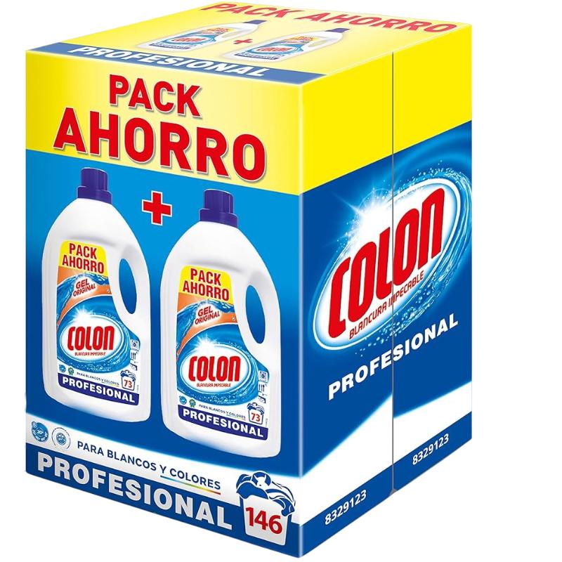 Varios - Colon Gel Original - Detergente para lavadora profesional, adecuado para ropa blanca y de color, formato gel - Pack de 2 146 dosis