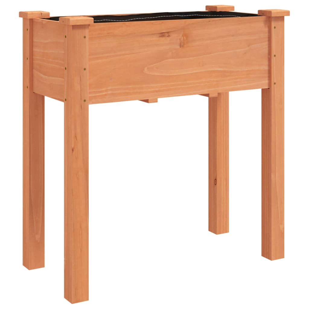 vidaXL Jardinera con forro interior madera maciza de abeto 71x37x76 cm Color Marrón claro,  Marrón,  Gris y mas