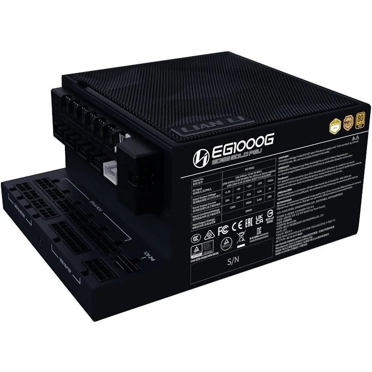 Lian Li - Fuente de alimentación ATX Edge Gold 1000W G9P.EG1000G.BH00.EU certificada 80 Plus Gold, modular negra para gaming y estaciones de trabajo