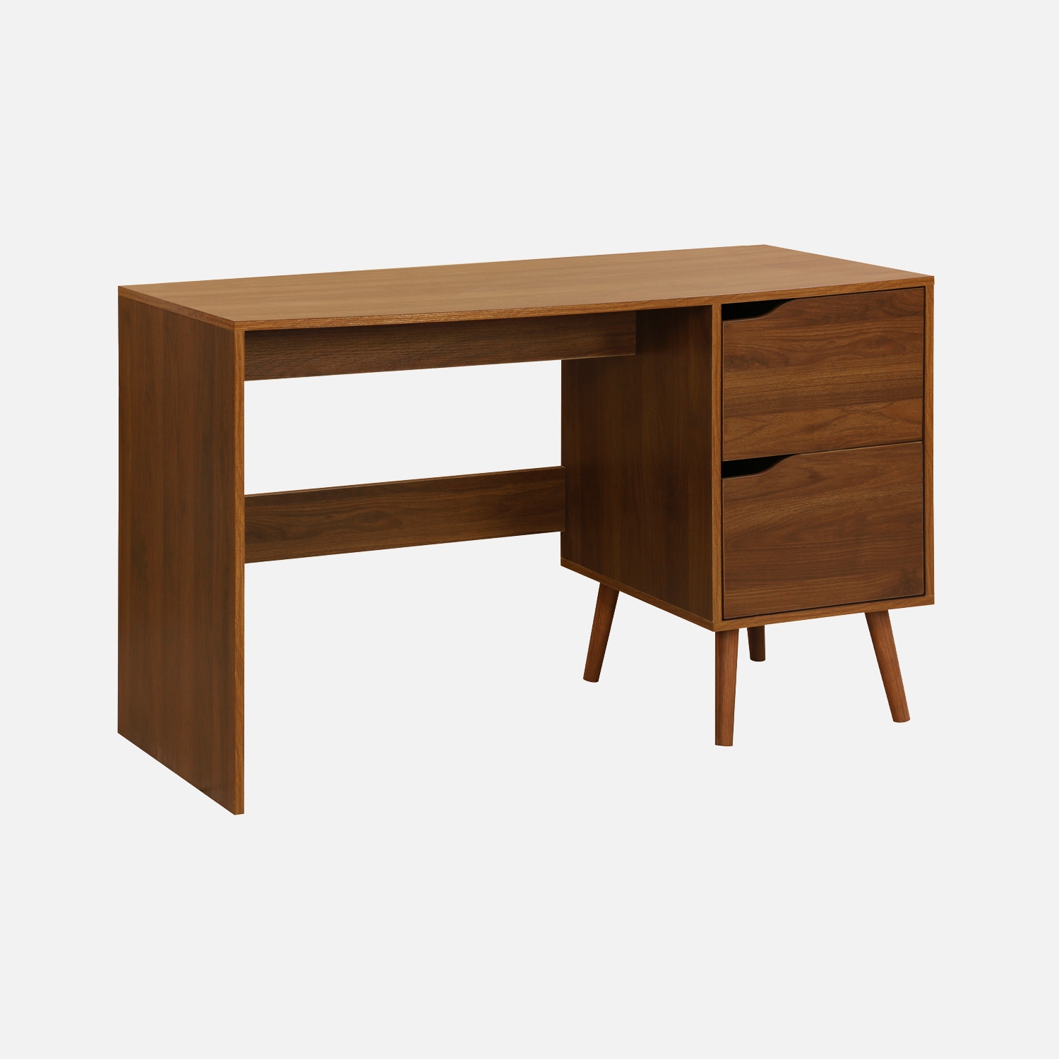 sweeek - Escritorio efecto nogal de 2 cajones , Nepal , 120x48x75