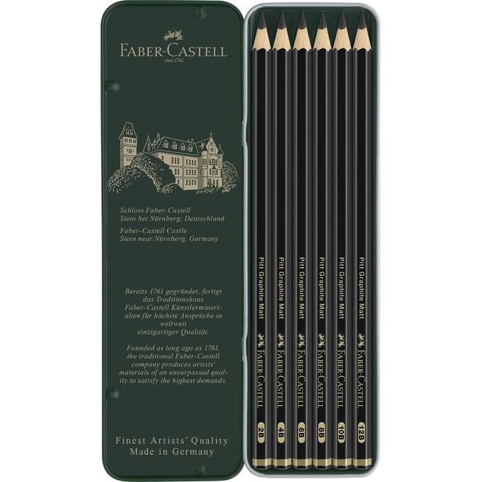 FABER LAPIZ FABER CASTELL PITT GRAPHITE MATT 6 GRADUACIONES (1X2B  PITT GRAPHITEMATT