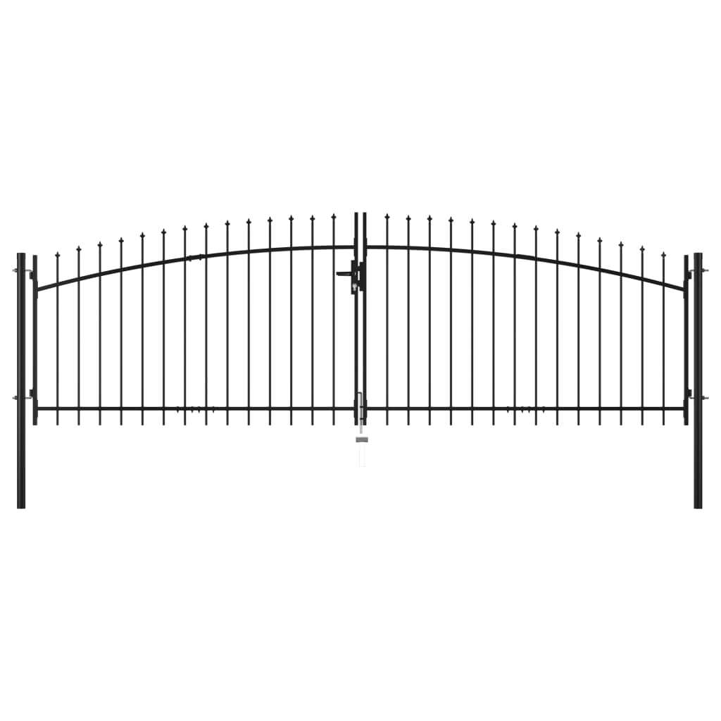 vidaXL Puerta Doble para Valla con Puntas de Lanza de Cerca Jardín Dimensiones 400 x 175 cm,  400 x 200 cm,  400 x 225 cm y mas