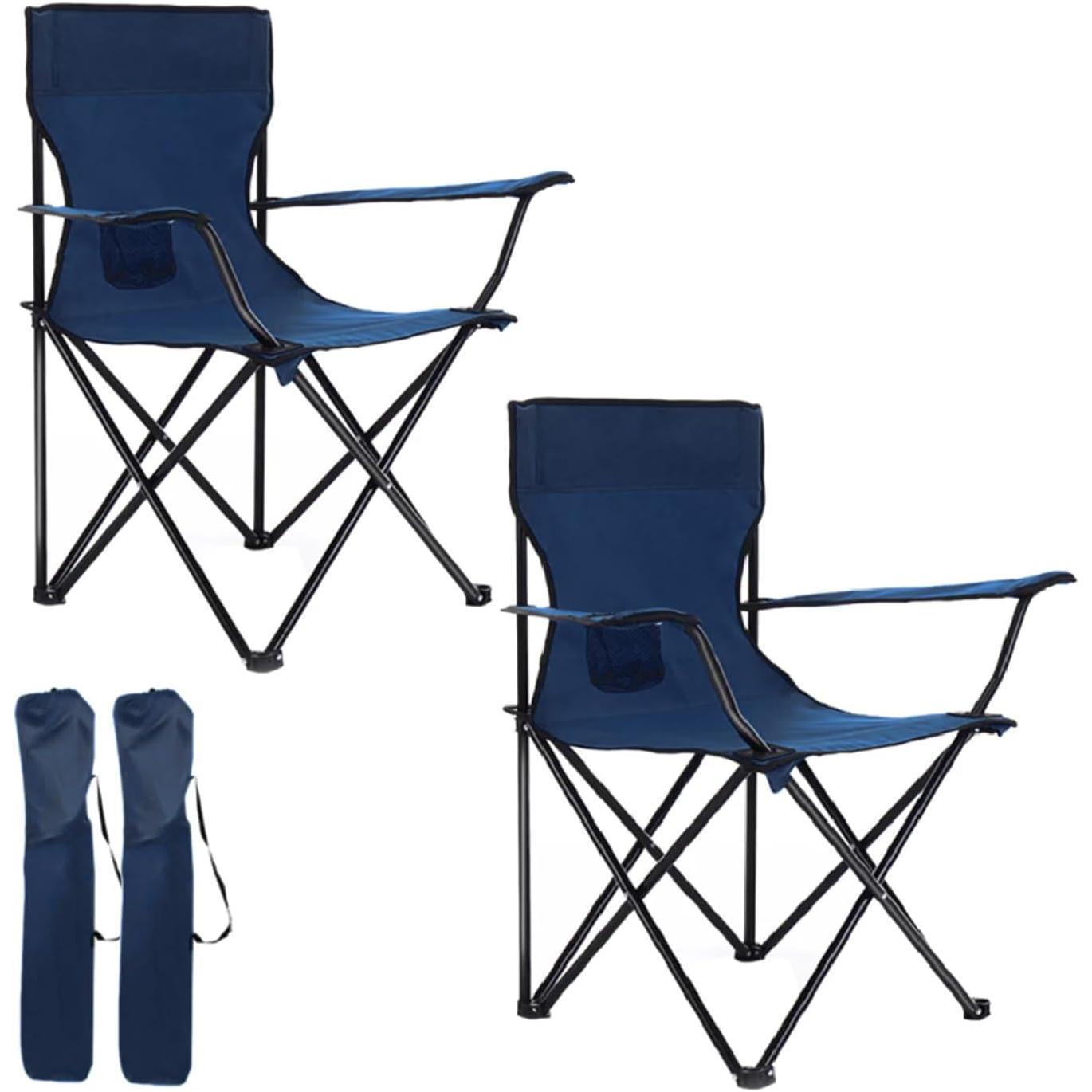 PopLiving-PACK 2 Silla Playa o Camping  con Funda de Transporte y Asas Plegable Estructura de Metal Asiento Impermeable Medida 50 x 50 x 80 cm Aluminio Resistente al Desgaste y Deterioro muebles de camping