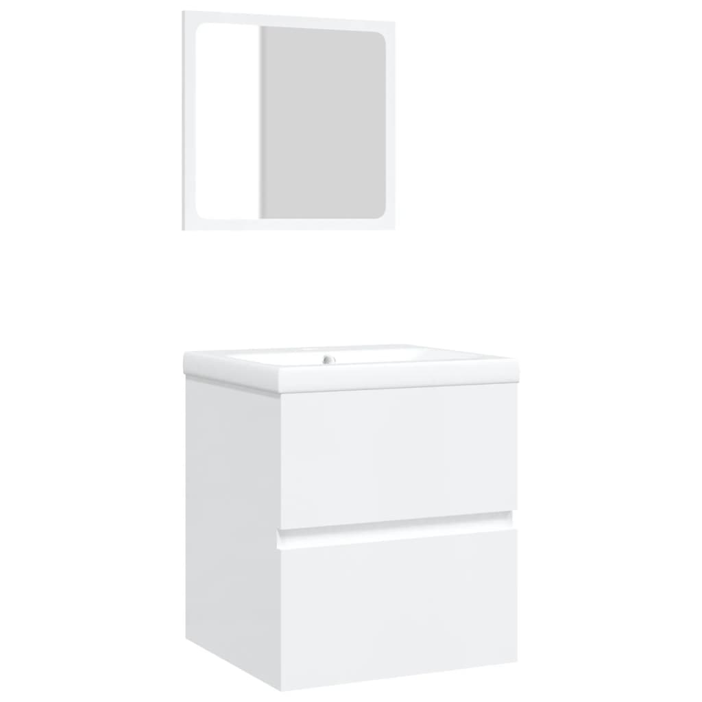 vidaXL Armario de lavabo con lavamanos y espejo blanco
