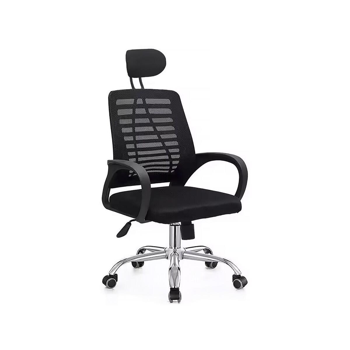 Habitat y Jardin - Silla de oficina ergonómica "Sébastien" de altura regulable con reposacabezas - Negra