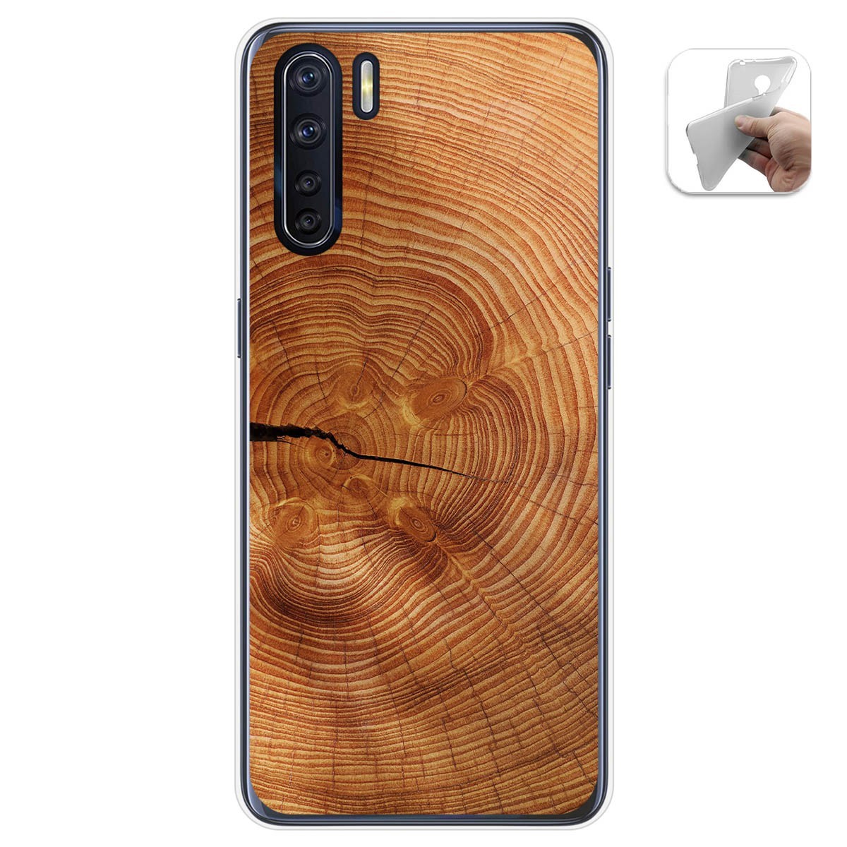 Tumundosmartphone Funda Gel Tpu para Oppo A91 diseño Madera 04 Dibujos