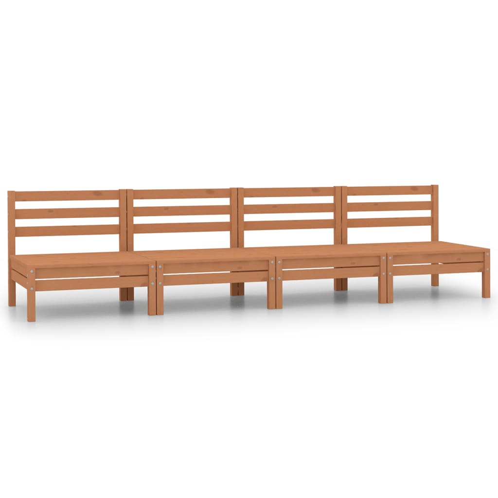 vidaXL Juego de muebles de jardín 4 pzs madera maciza pino en color Marrón miel/Marrón/Blanco y más | almacenamiento funcional diseño moderno para baño dormitorio sala