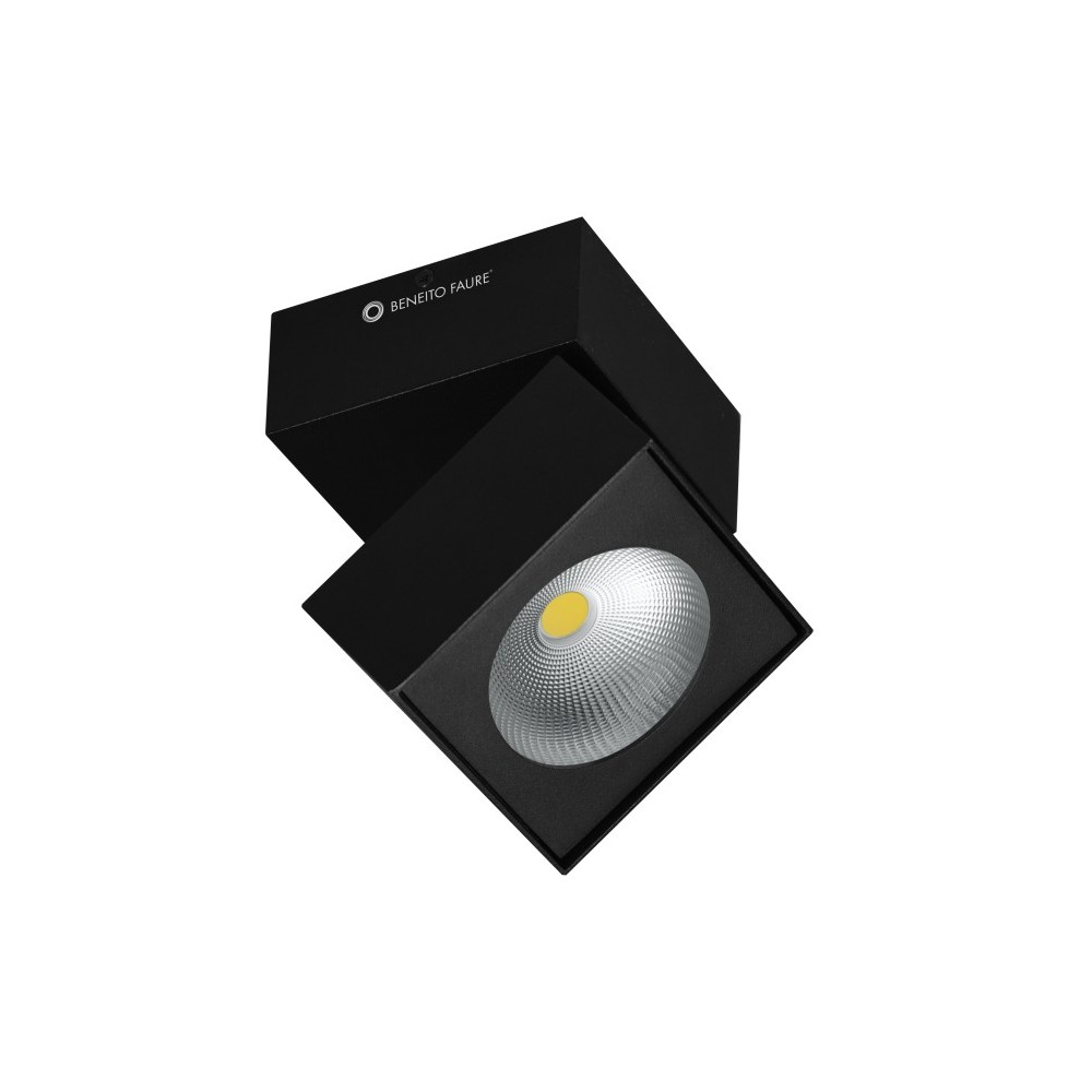 Aplique de pared cuadrado ajustable LED tricolor Rubyc de 14 W en color negro - Beneito & Faure