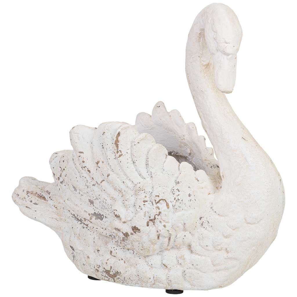 Wonderlust Deco - Macetero de cisne de resina blanco 41x22x41 cm Blanco 41x21.5x40.5h cm