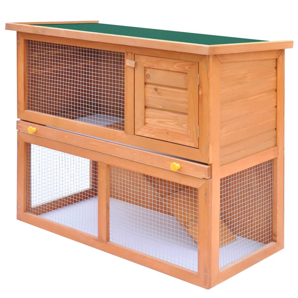 vidaXL Conejera de Exterior Madera 1 Puerta Casa de Conejos Jaula de Mascotas Color Gris,  Marrón,  Rojo y mas
