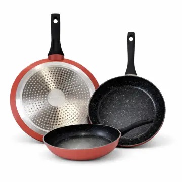 Pack 3 Sartenes Antiadherentes 20/24/28 cm | Apta para todo tipo de cocinas | Rosa, Negro, Gris y Rojo