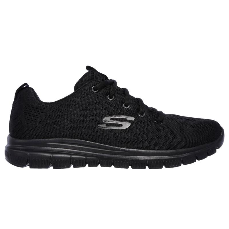 Ir al gimnasio sin tener que cargar con otro par de zapatos nunca fue tan fácil gracias al modelo SKECHERS Graceful - Get Connected. Parte superior de malla Skech Knit de una sola pieza en un calzado deportivo con cordones, capas superpuestas y costuras.