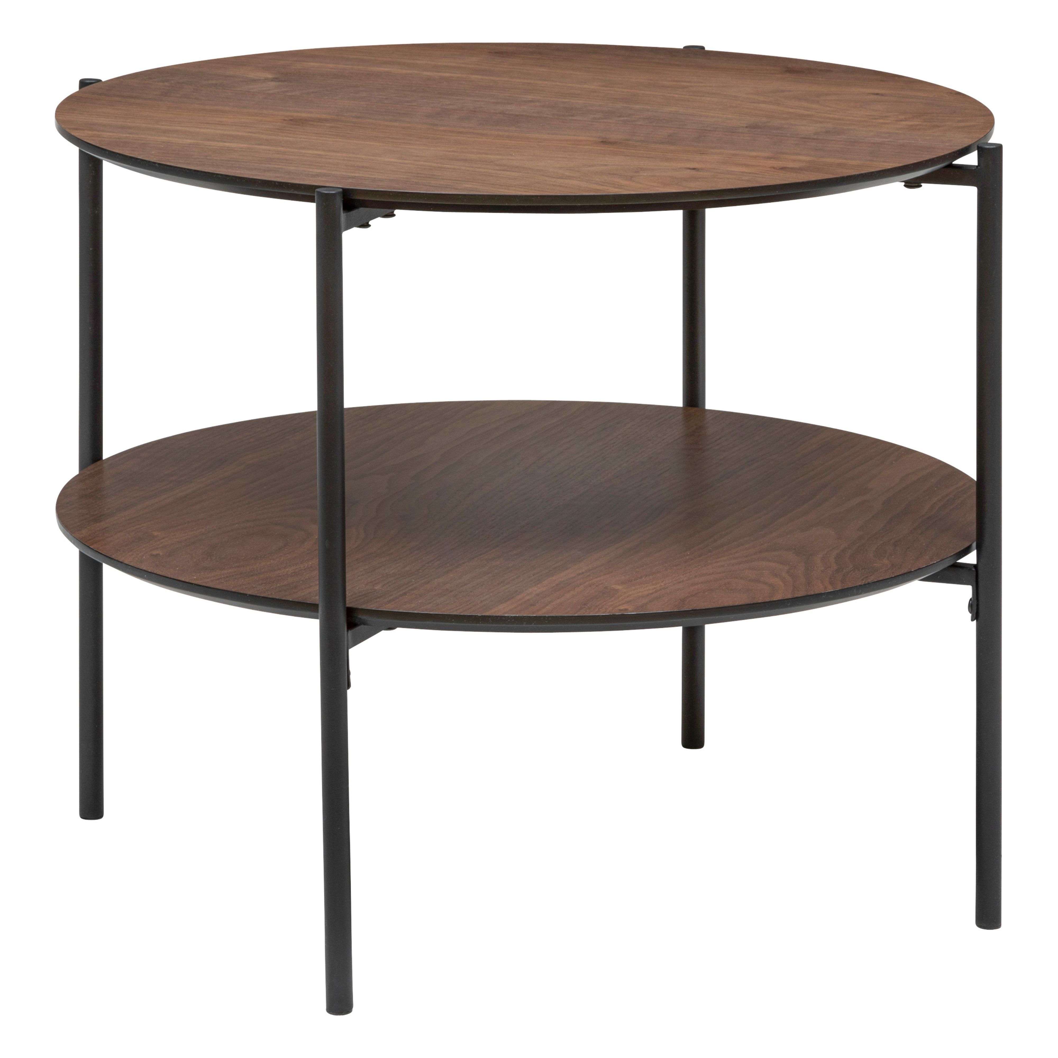 Miroytengo Mesa de Cento Kemi Dos Niveles Negro y Nogal 52x36 cm