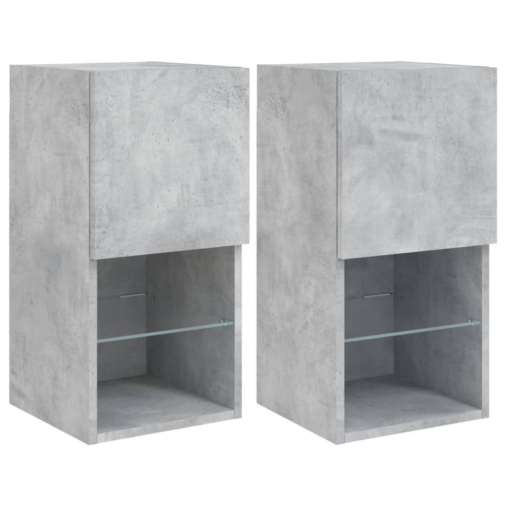 vidaXL Muebles de TV con luces LED 2 uds 30,5x30x60 cm, Mueble de Salon, Mueble TV, Mueble TV salon, Mesa de TV, Mueble tele