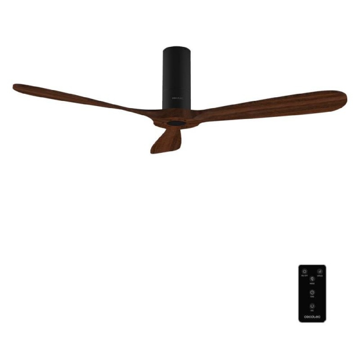 Cecotec Ventilador de Techo con Mando a Distancia de 52" EnergySilence 5400 Classic Black&DarkWood. Motor DC 40W, 3 Aspas