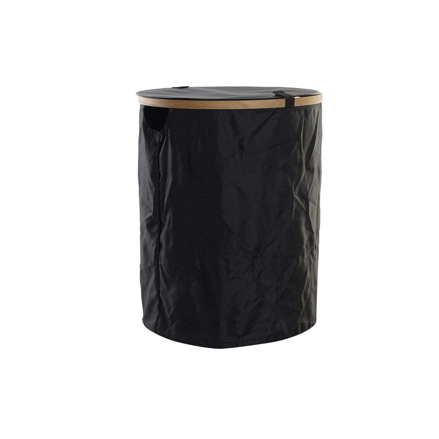 Cesta ropa roble poliester 44x44x57 negro , La mejor decoración para tu hogar.