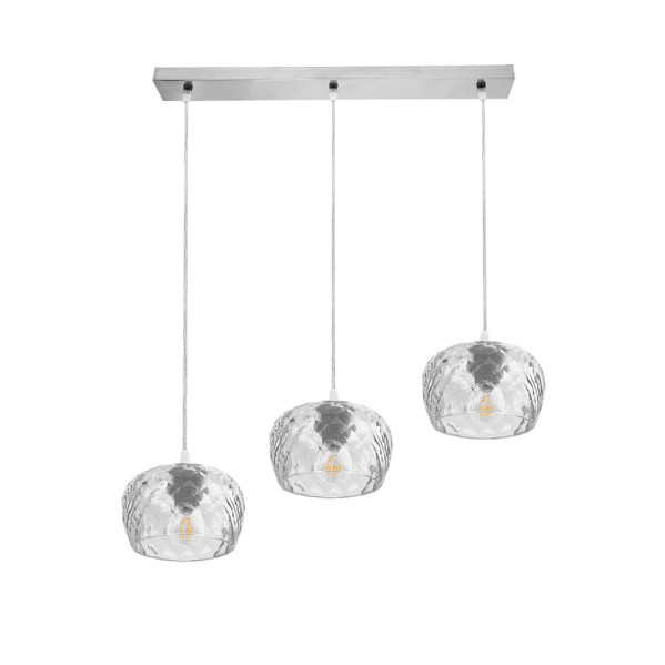 FABRILAMP Regleta Estela 3xe27 Cromo Regx65x13 Cm C/tulipas Cristal Tallado Transparente