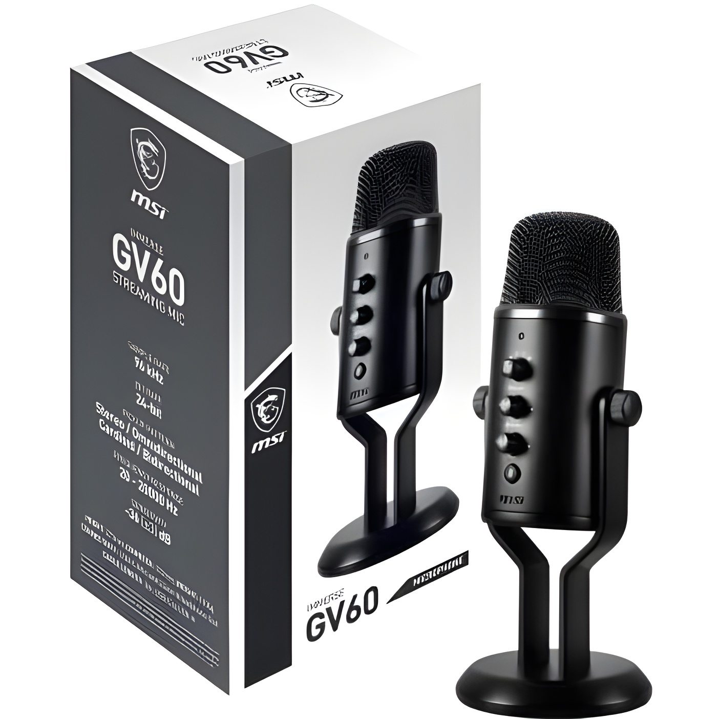 MSI IMMERSE GV60 Micrófono de Streaming USB Type-C - Control Intuitivo en 4 Modos - Negro