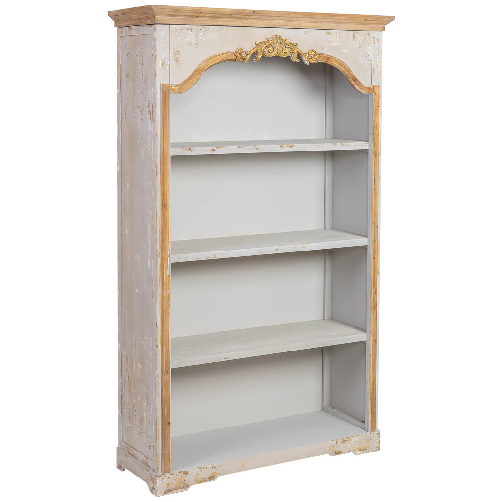 Wonderlust Deco - Estantería librería de madera gris envejecida 120x45x210h cm Gris 120x45x210h cm