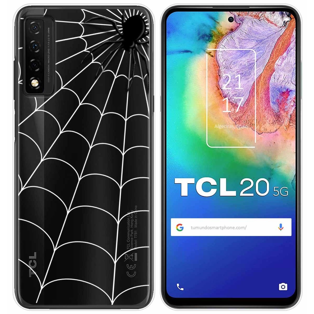 Tumundosmartphone Funda Gel Transparente para TCL 20 5G diseño Araña Dibujos