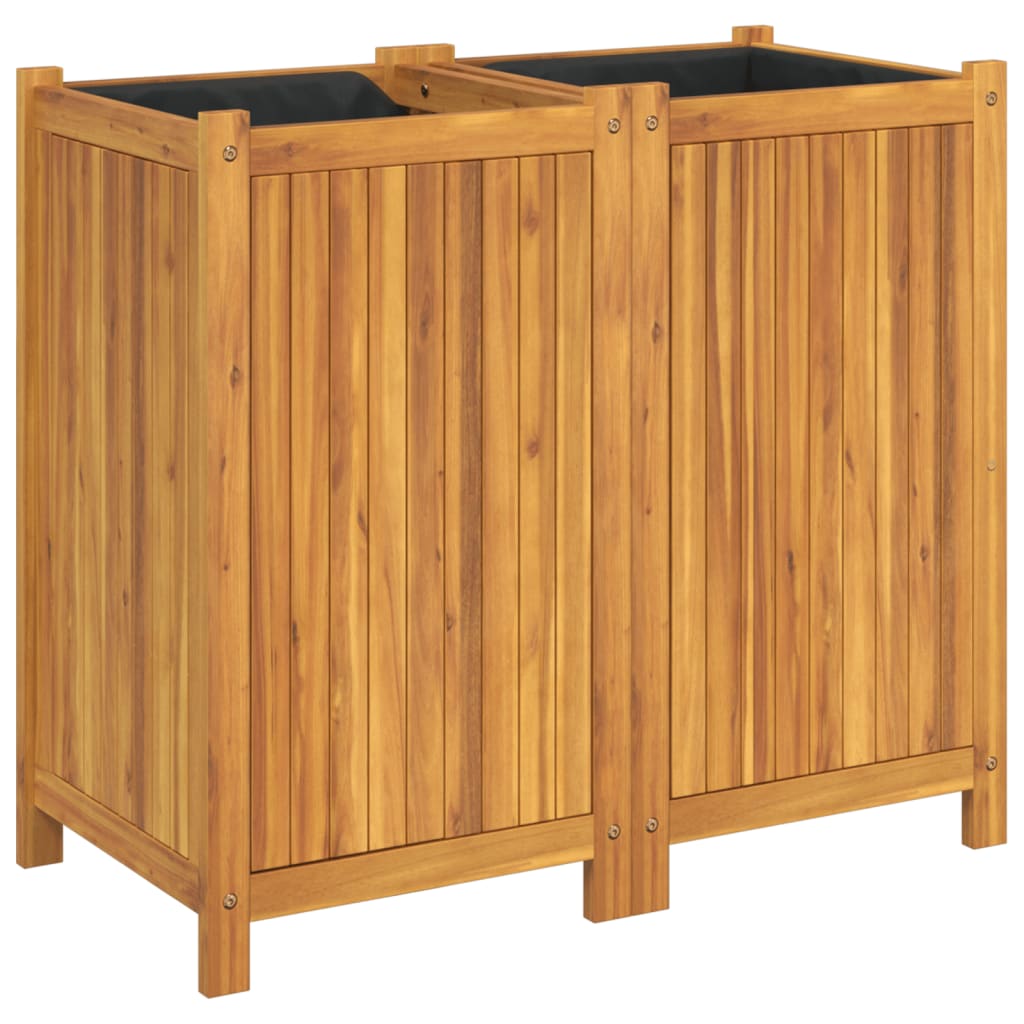 vidaXL Jardinera con forro madera maciza de acacia Dimensiones 54 x 31 x 30 cm,  42 x 42 x 40 cm,  80 x 42 x 40 cm y mas