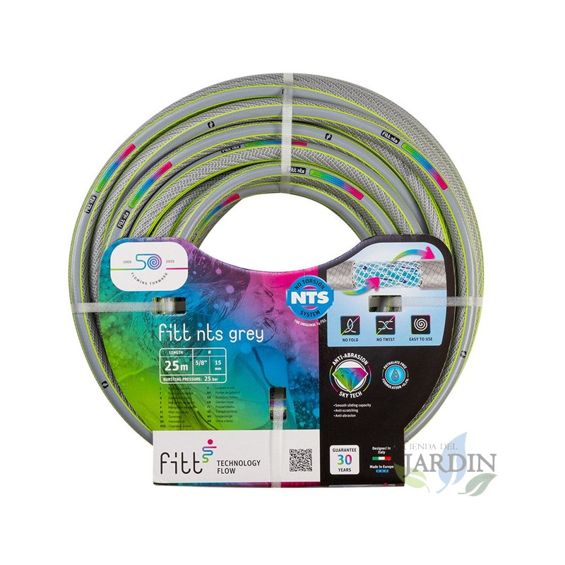 Suinga Manguera de Jardín NTS Grey 25mm, 25 Metros, 5 Capas Anti-UV | Manguera Riego | Resistente al Sol