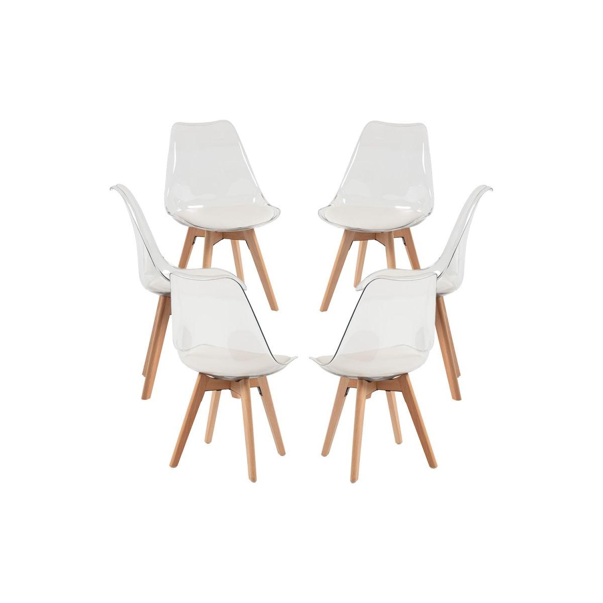 Regalos Miguel - Packs Sillas Comedor - Pack 6 Sillas Synk Transparente Asiento - Blanco