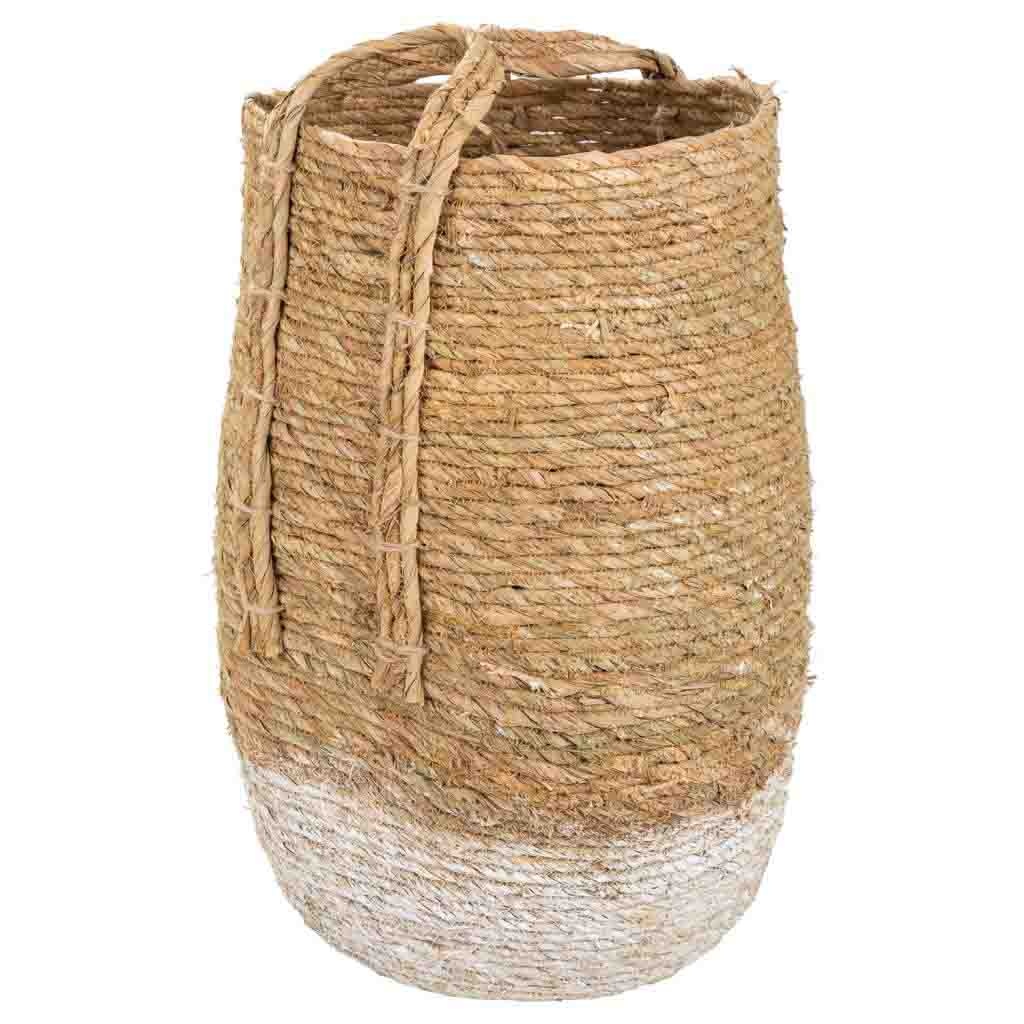 WANDERLUST DECO Capazo de Fibra Natural Tejido Artesanal - 27x37x60h Cm - Más Espacio para Tus Necesidades