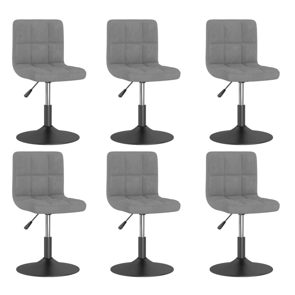 vidaXL Sillas de comedor giratorias 6 uds de terciopelo gris claro