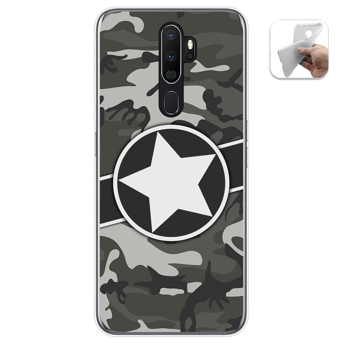 Tumundosmartphone Funda Gel Tpu para Oppo A5 2020 diseño Camuflaje 02 Dibujos