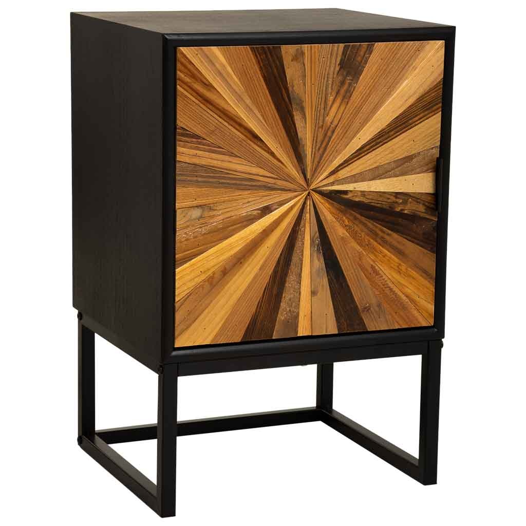 Wonderlust Deco - Mesita de noche de madera recuperada negra con 1 puerta 40x35x61h cm Negro 40x35x61h cm