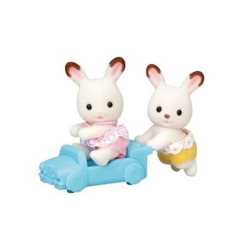 Sylvanian - Gemelos Conejo Chocolate con tren