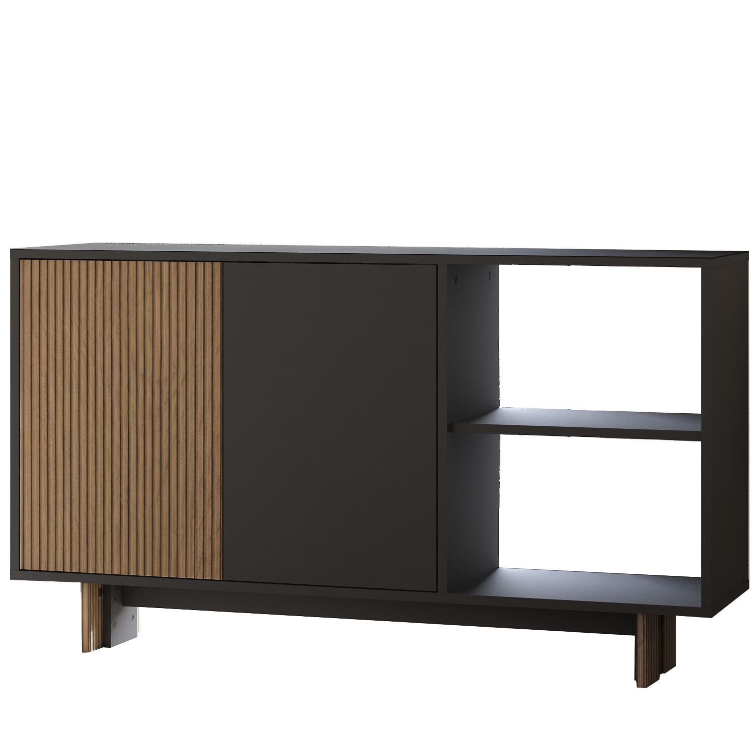 Habitat y Jardin - Aparador de madera "Ravello" - 140 x 35 x 80 cm - Gris antracita