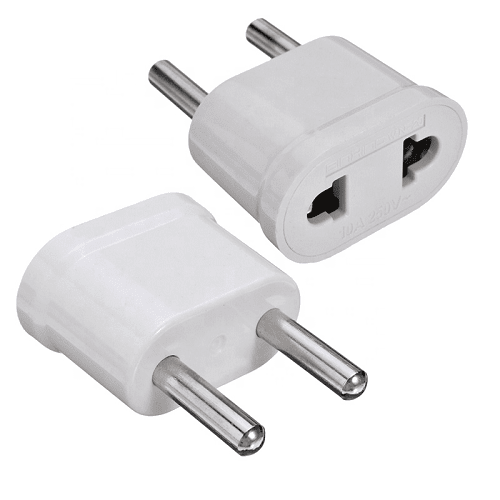 CABLEPELADO Adaptador de Enchufe de EEUU a Enchufe Europeo | Adaptador de Corriente Americano a Europeo | Enchufe Viaje | 6A 125V | 10A 250V | Blanco | 1 Unidad