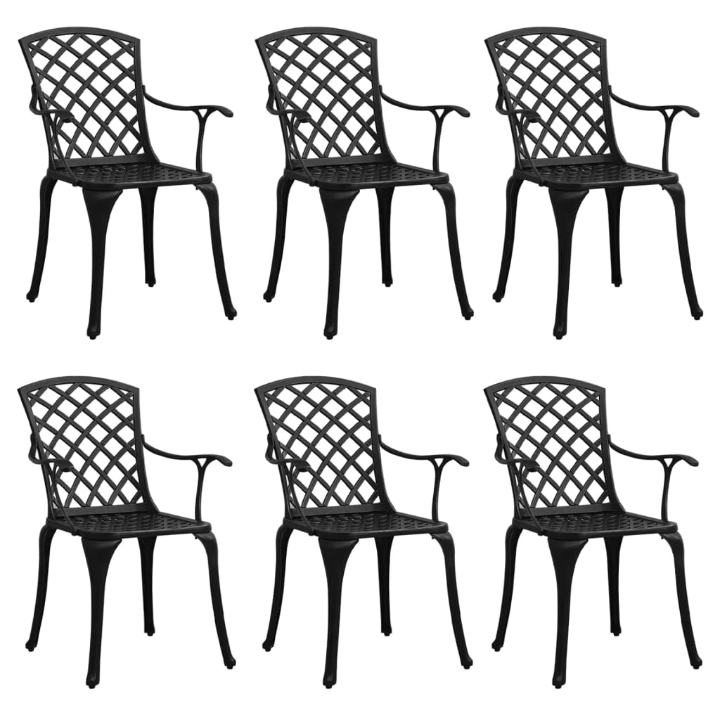 vidaXL Sillas de jardín 6 unidades aluminio fundido negro
