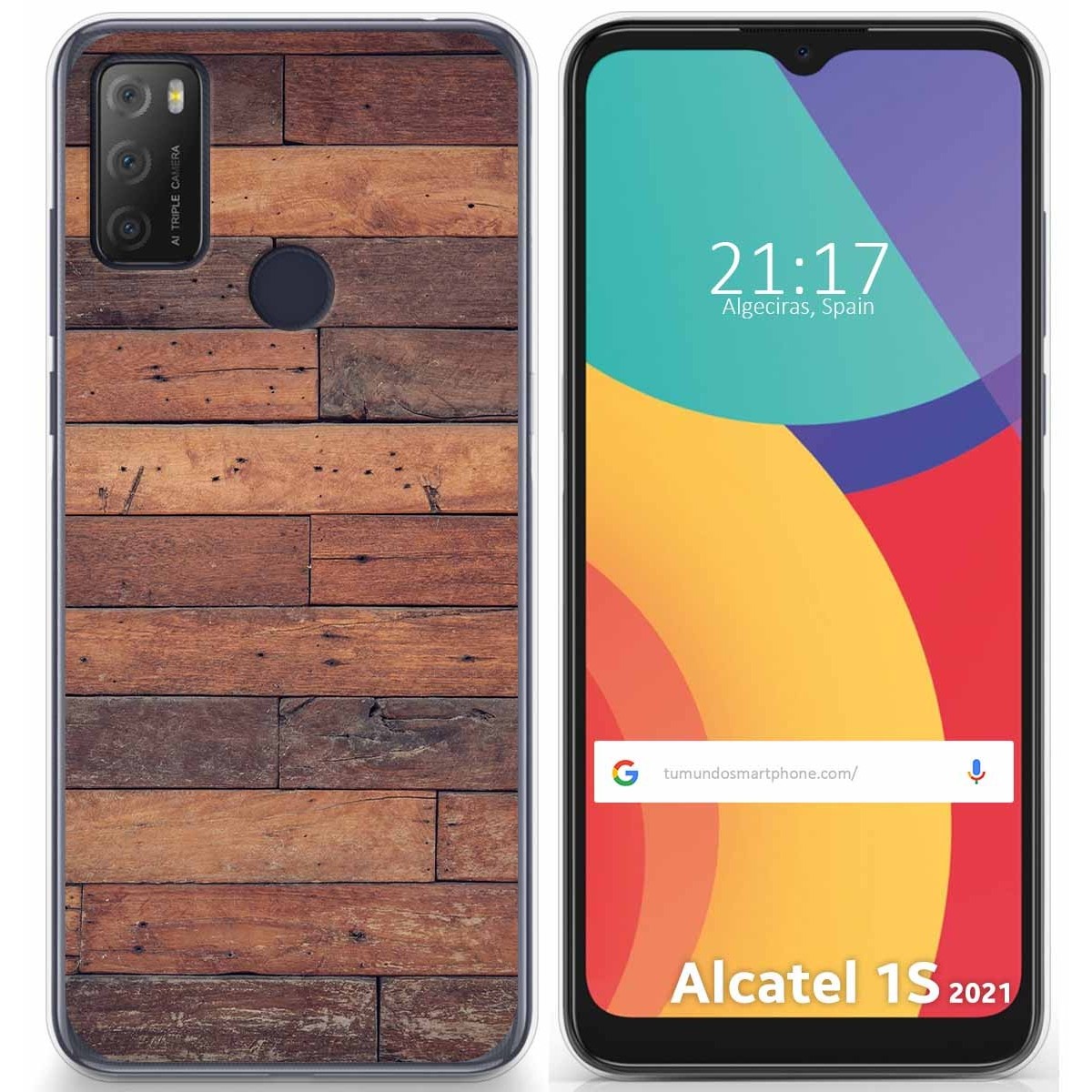 Tumundosmartphone Funda Gel Tpu para Alcatel 1S 2021 / 3L 2021 diseño Madera 03 Dibujos