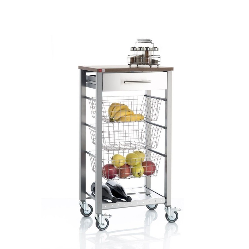DON HIERRO - Carrito de cocina, Carrito verdulero ONDA ALUMINIUM-