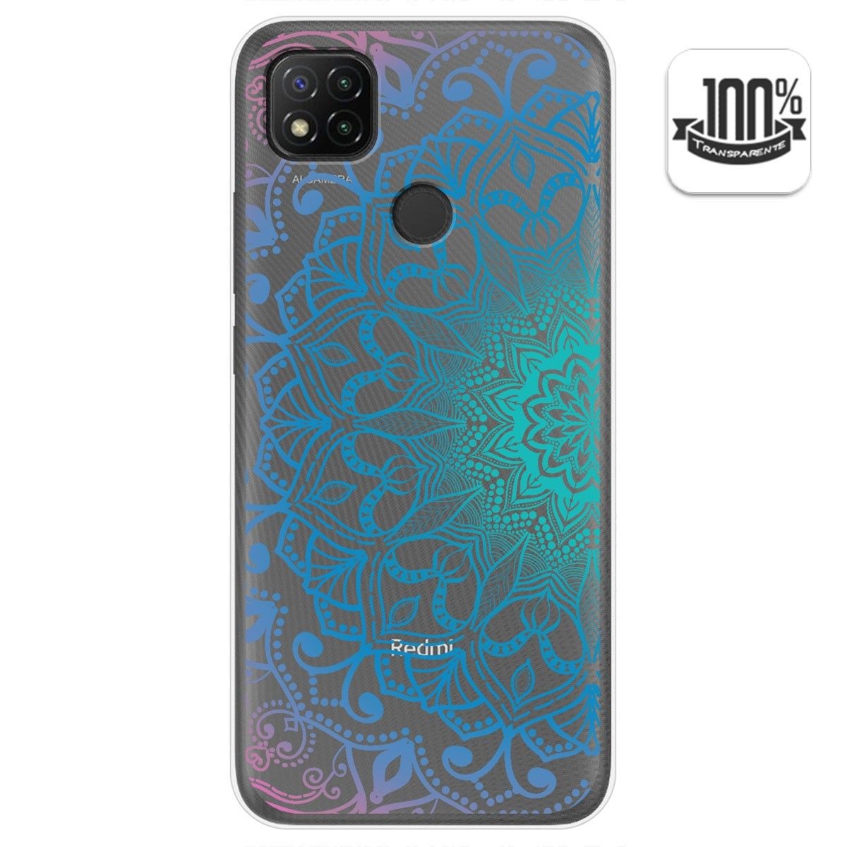 Tumundosmartphone Funda Gel Transparente para Xiaomi Redmi 9C diseño Mandala Dibujos