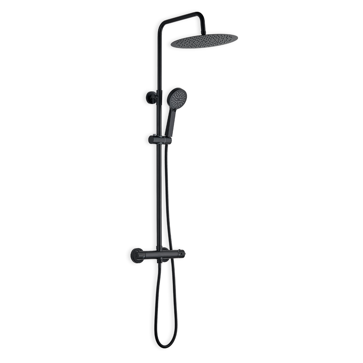 DP GRIFERÍA Set de Ducha Extensible con Grifo Termostático Modelo Tahoe en Color Negro