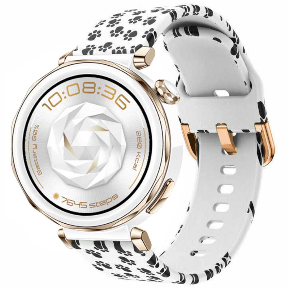 Correa de Silicona para Huawei Watch GT 5 Pro - 42mm / Watch GT 5 - 41mm / Watch GT 4 - 41mm / Garmin Venu 3S, Patrón Huellas de Perro Ancho 18mm